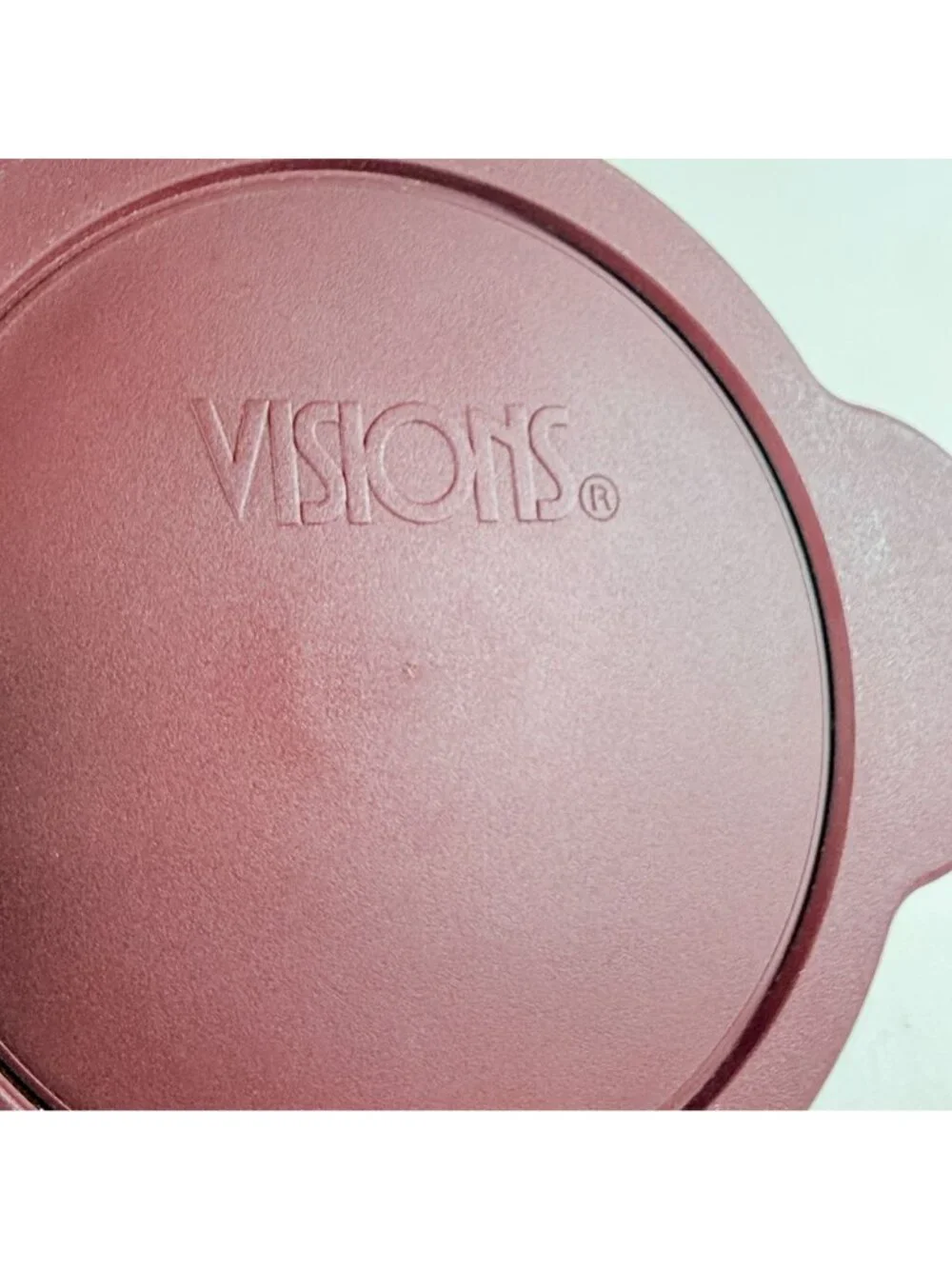 Visions Cranberry Glass 1 Qt Casserole Dish With Lid & Plastic Cover 1174